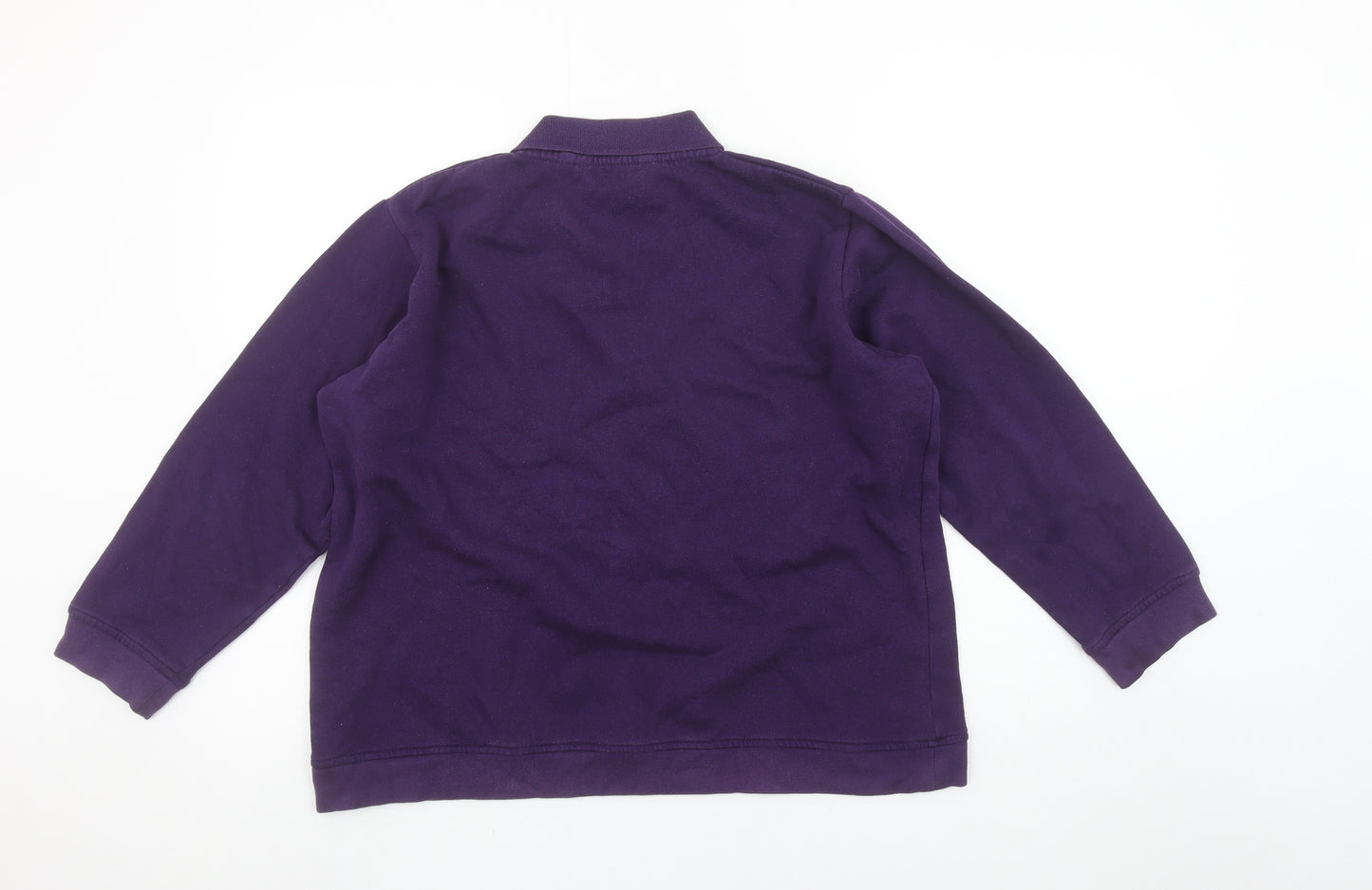 EWM Pure Classic Women's Purple Embroidered Henley Sweatshirt L 18-20