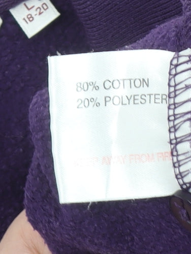 EWM Pure Classic Women's Purple Embroidered Henley Sweatshirt L 18-20