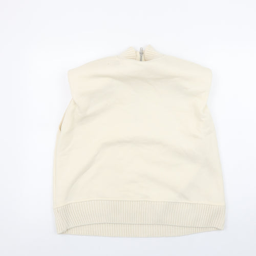 Zara Women Beige 1/2 Zip Sleeveless Sweatshirt Size S