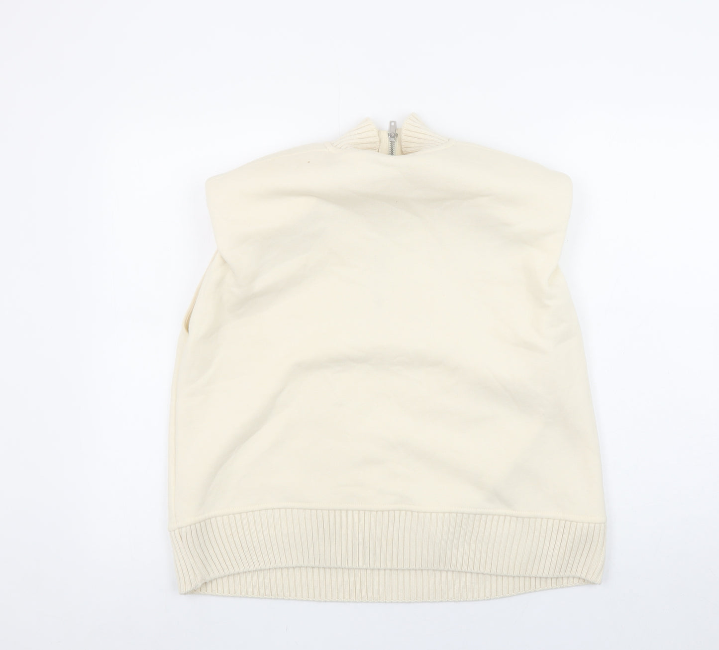 Zara Women Beige 1/2 Zip Sleeveless Sweatshirt Size S