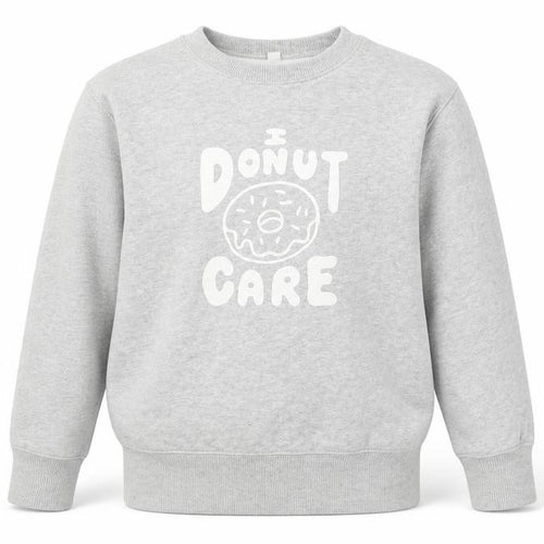 Uniqlo Girls Grey ‘I Donut Care’ Graphic Pullover Sweatshirt 9-10 Years