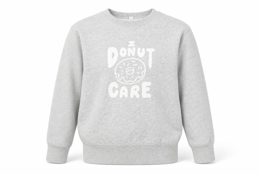 Uniqlo Girls Grey ‘I Donut Care’ Graphic Pullover Sweatshirt 9-10 Years