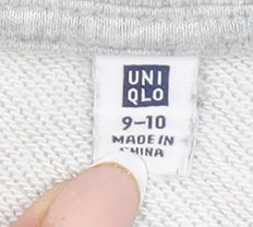 Uniqlo Girls Grey ‘I Donut Care’ Graphic Pullover Sweatshirt 9-10 Years