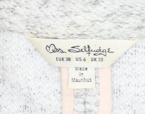 Miss Selfridge Women’s Grey Knit Blazer Jacket Size 10 Single-Breasted