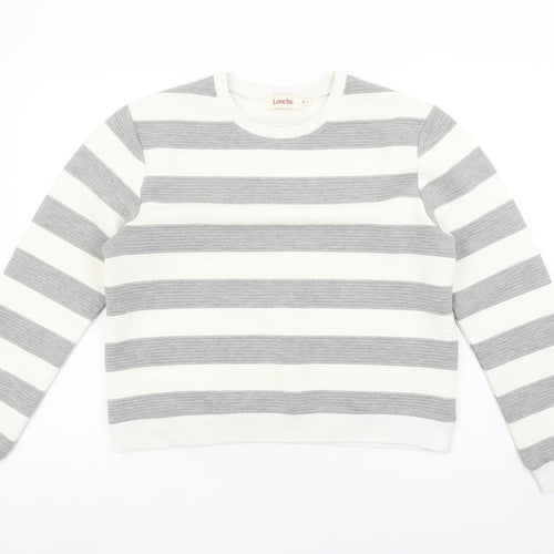 Louche Womens Grey White Striped Pullover Sweatshirt Size 14