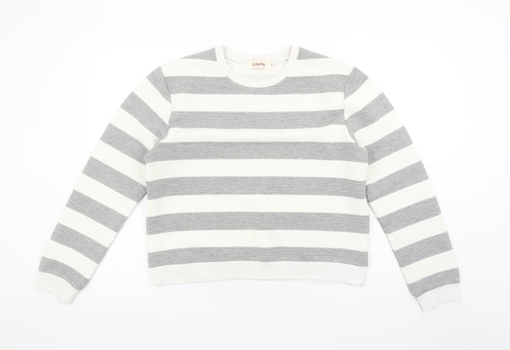 Louche Womens Grey White Striped Pullover Sweatshirt Size 14
