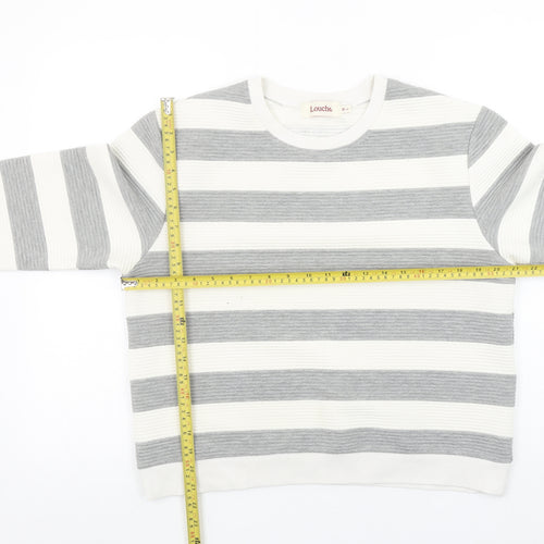 Louche Womens Grey White Striped Pullover Sweatshirt Size 14