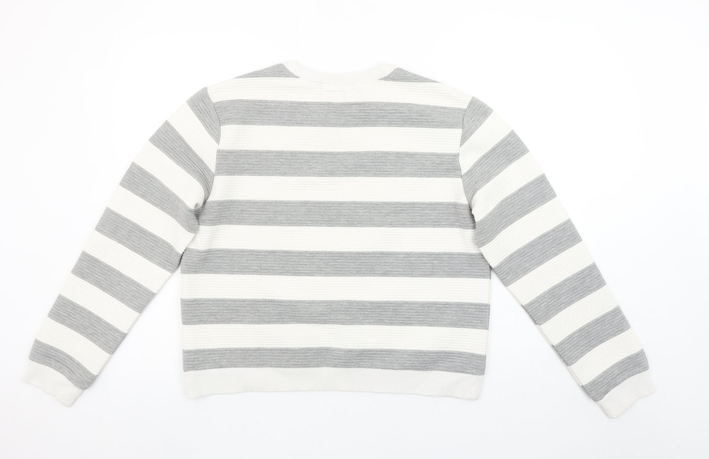 Louche Womens Grey White Striped Pullover Sweatshirt Size 14