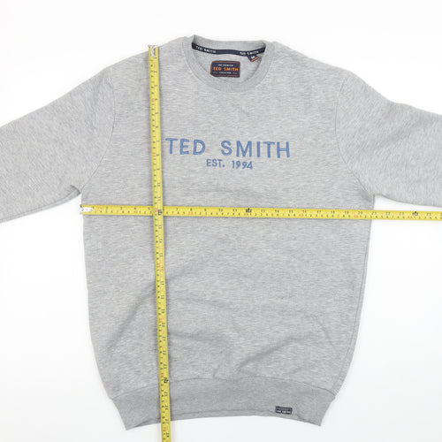 Ted Smith Men's Grey Pullover Sweatshirt M Crew Neck Classic Logo