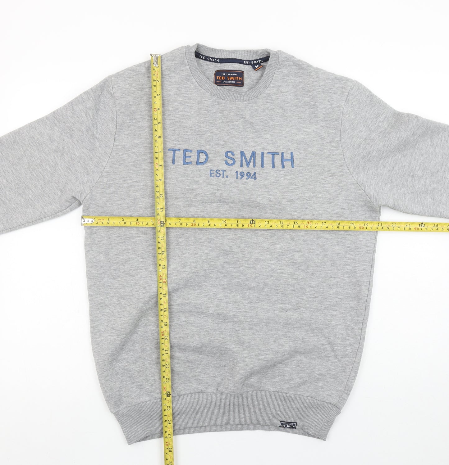 Ted Smith Men's Grey Pullover Sweatshirt M Crew Neck Classic Logo