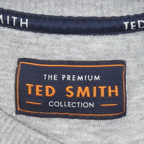 Ted Smith Men's Grey Pullover Sweatshirt M Crew Neck Classic Logo