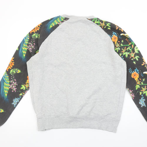 RATCHET Men's Grey & Black Floral Animal Print Sweatshirt L