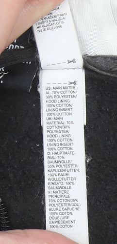 Adidas Boys Black Full Zip Hoodie Size 13-14Y Cotton Blend Sportswear