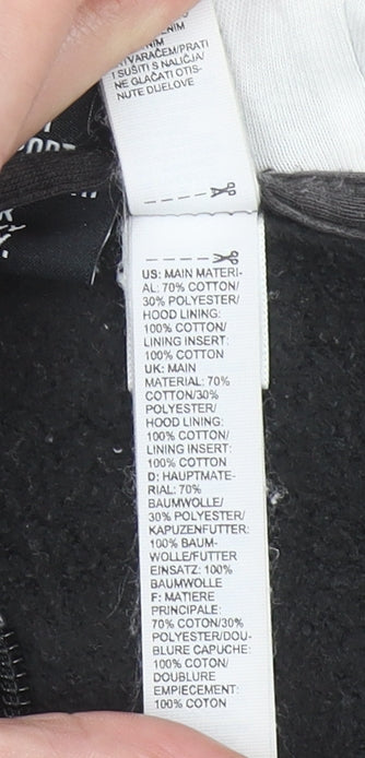 Adidas Boys Black Full Zip Hoodie Size 13-14Y Cotton Blend Sportswear