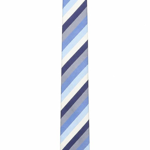 The Savile Row Company Men’s Blue Striped Slim Silk Tie One Size