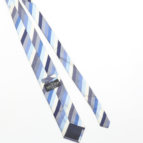 The Savile Row Company Men’s Blue Striped Slim Silk Tie One Size