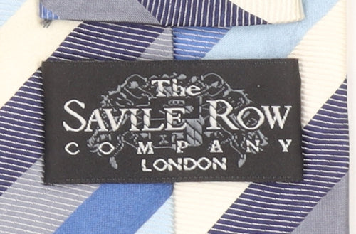 The Savile Row Company Men’s Blue Striped Slim Silk Tie One Size