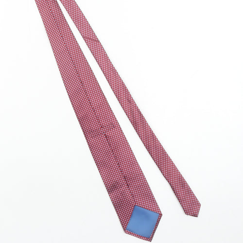 Marks and Spencer Men Red Geometric Slim Silk Tie One Size