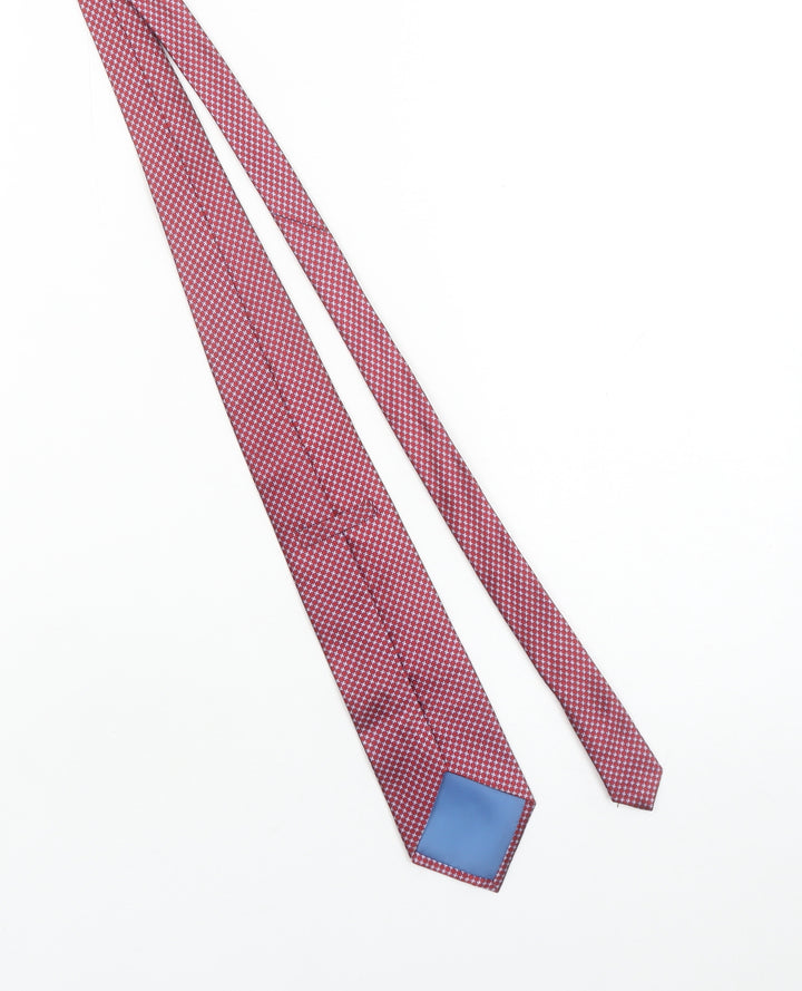 Marks and Spencer Men Red Geometric Slim Silk Tie One Size