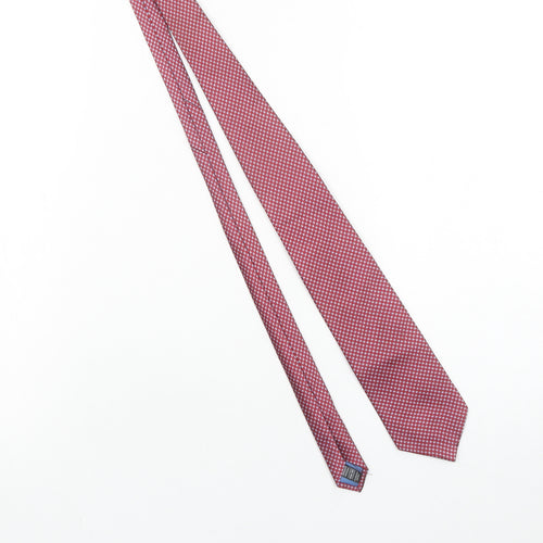 Marks and Spencer Men Red Geometric Slim Silk Tie One Size