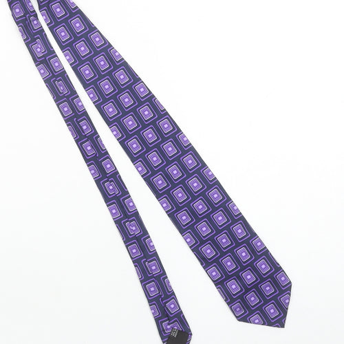 CG Collections Men's Purple Geometric Silk Tie Made in Italy One Size