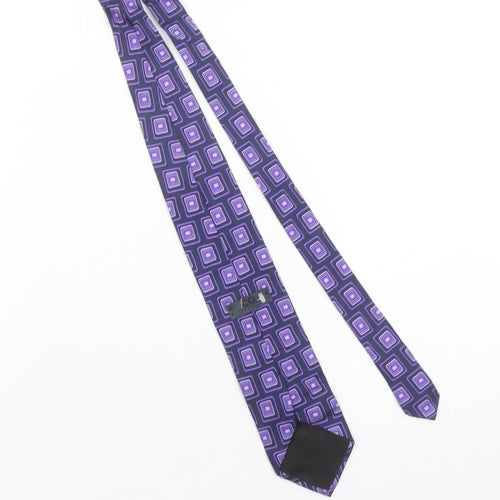CG Collections Men's Purple Geometric Silk Tie Made in Italy One Size