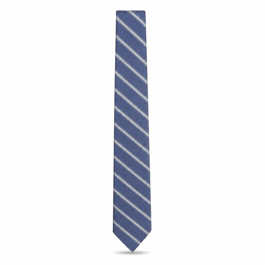 Front view of Tom Hagan Men's Blue Striped Slim Tie Polyester One Size