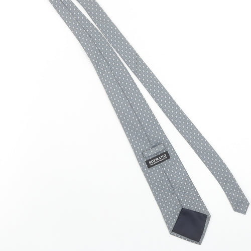 Soprano Men's Grey Geometric Woven Designer Tie One Size