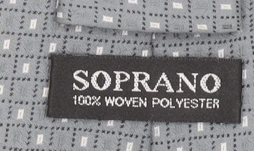 Soprano Men's Grey Geometric Woven Designer Tie One Size