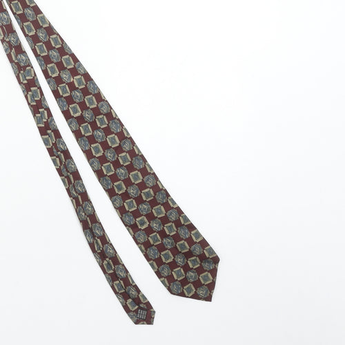 Piscador Men’s Brown Geometric Pure Silk Designer Tie One Size
