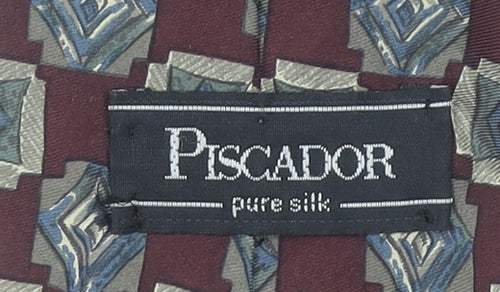 Piscador Men’s Brown Geometric Pure Silk Designer Tie One Size