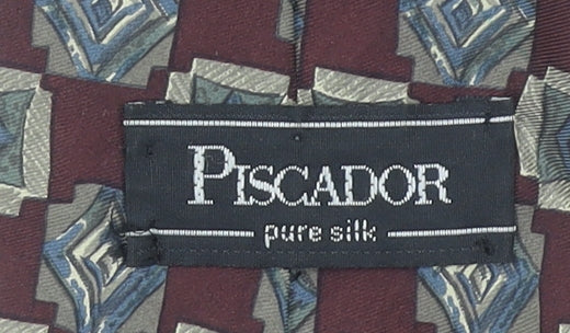 Piscador Men’s Brown Geometric Pure Silk Designer Tie One Size