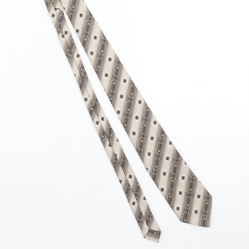 Tootal Men's Beige Brown Geometric Polyester Slim Tie Made in Britain