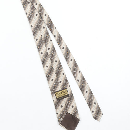 Tootal Men's Beige Brown Geometric Polyester Slim Tie Made in Britain