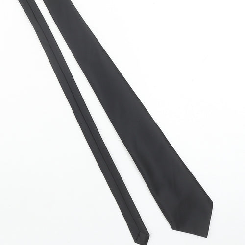 C&A Men's Black Slim Polyester Tie One Size Woven Finish