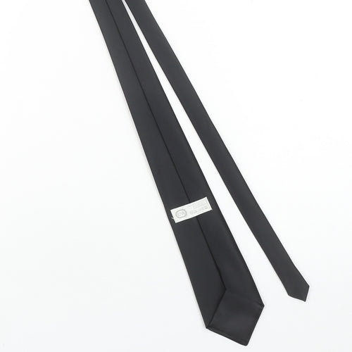 C&A Men's Black Slim Polyester Tie One Size Woven Finish