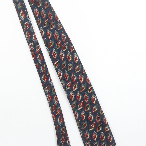 Marks and Spencer Men’s Blue Geometric Pointed Tie 100% Polyester Vintage