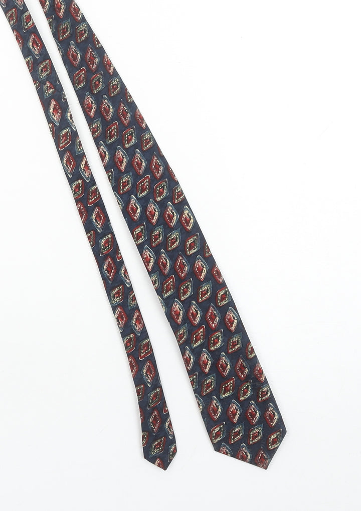 Marks and Spencer Men’s Blue Geometric Pointed Tie 100% Polyester Vintage