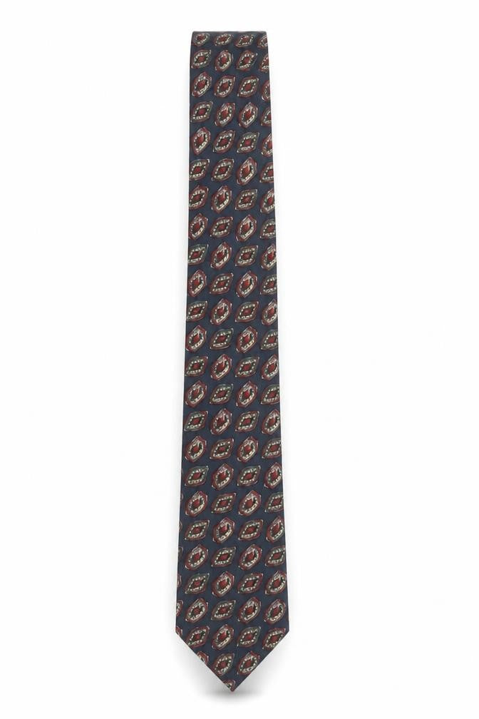 Front view of Marks & Spencer Men’s Blue Geometric Pointed Tie 100% Polyester Vintage