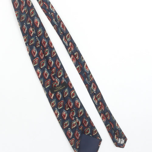 Marks and Spencer Men’s Blue Geometric Pointed Tie 100% Polyester Vintage