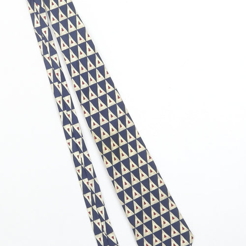 Burton Mens Blue Geometric Pure Silk Pointed Tie One Size