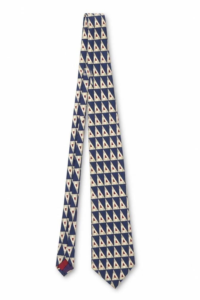 Front view of Burton men’s blue geometric pure silk pointed tie one size