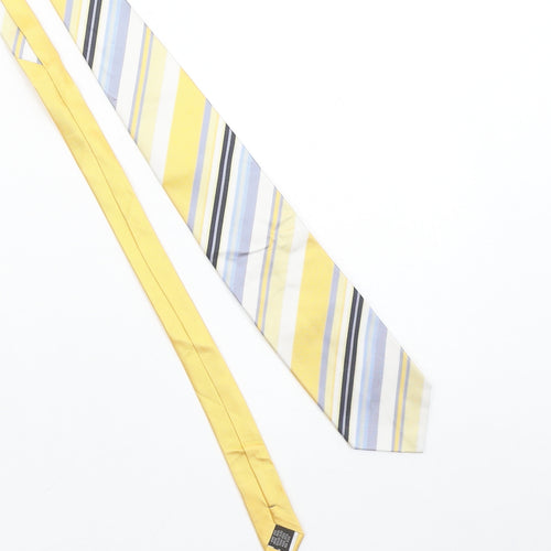 Leonardo Dieci X Men's Yellow Striped Silk Tie One Size