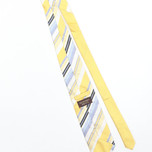 Leonardo Dieci X Men's Yellow Striped Silk Tie One Size