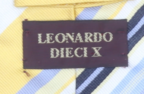 Leonardo Dieci X Men's Yellow Striped Silk Tie One Size