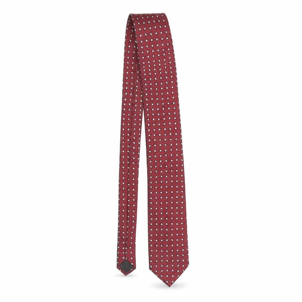 Front view of Tailor & Cutter Men's Red Geometric Slim Tie Polyester One Size