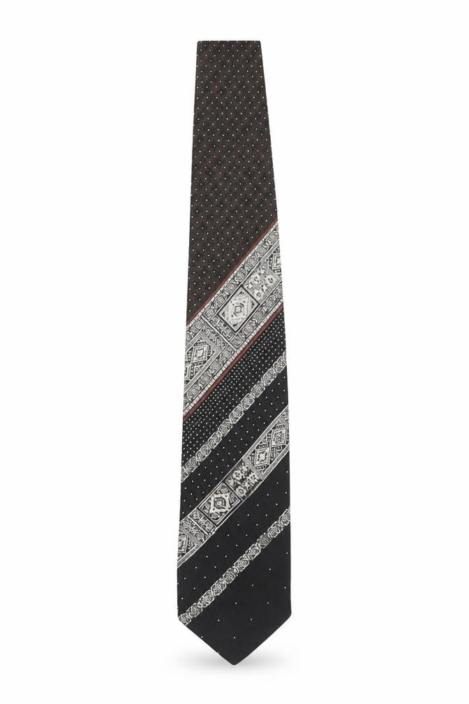Front view of Don Carlo Creation Men's Black Geometric Polyester Tie 176
