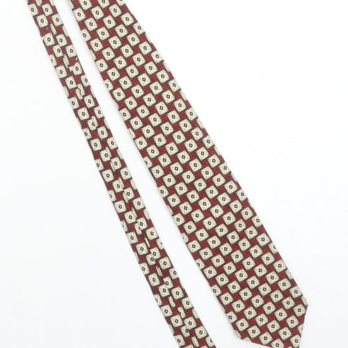 Next Men's Red Geometric Pattern 100% Silk Tie