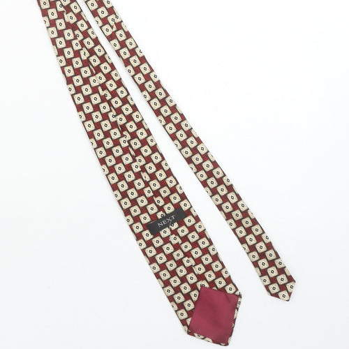 Next Men's Red Geometric Pattern 100% Silk Tie