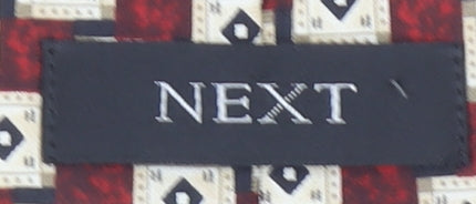 Next Men's Red Geometric Pattern 100% Silk Tie
